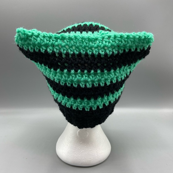 Cat beanie hat crochet handmade new kawaii black turquoise - Picture 5 of 7